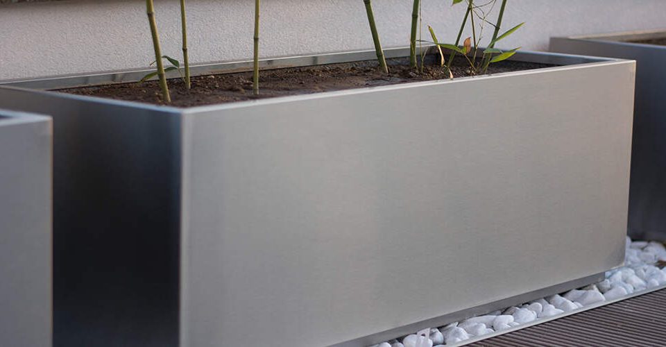 Cvetlično korito rectangular inox za zunanjo uporabo